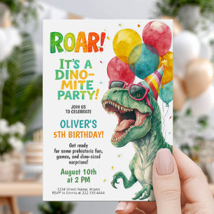 Invitation Fête d'anniversaire de Dino avec des ballons