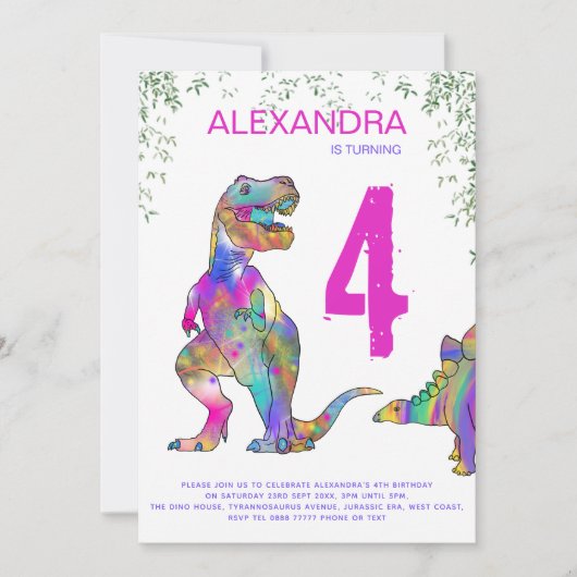 Invitation Fête d'anniversaire de Dinosaur (Devant)