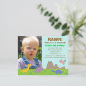 Invitation Fête d'anniversaire de Dinosaur colorée (Debout devant)