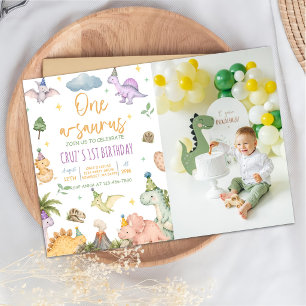 Invitation Fête d'anniversaire de Dinosaur One-A-Saurus 1 an