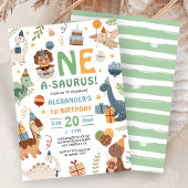 Invitation Fête d'anniversaire de Dinosaur One A-Saurus Boy 1