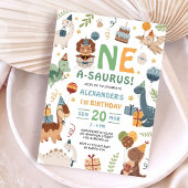 Invitation Fête d'anniversaire de Dinosaur One A-Saurus Boy 1