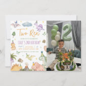 Invitation Fête d'anniversaire de Dinosaur Two Rex 2 ans (Devant)