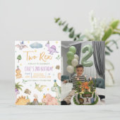 Invitation Fête d'anniversaire de Dinosaur Two Rex 2 ans (Debout devant)