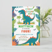 Invitation Fête d'anniversaire de dinosaure (Debout devant)