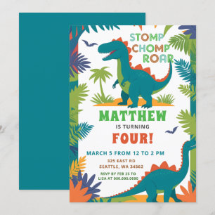 Invitation Fête d'anniversaire de dinosaure