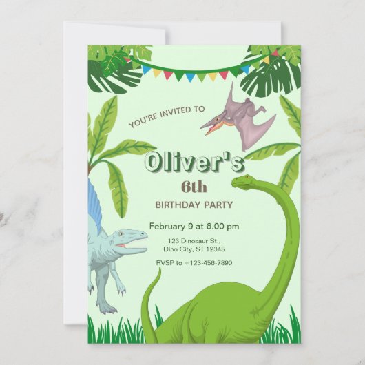 Invitation Fête d'anniversaire de dinosaure (Devant)
