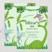 Invitation Fête d'anniversaire de dinosaure (Devant / Derrière)