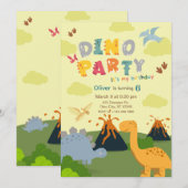 Invitation Fête d'anniversaire de dinosaure (Devant / Derrière)
