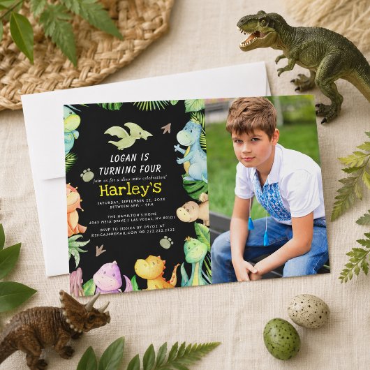 Invitation Fête d'anniversaire de dinosaure