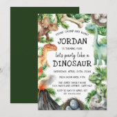 Invitation Fête d'anniversaire de dinosaure    (Devant / Derrière)