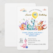 Invitation Fête d'anniversaire de dinosaure à l'aquarelle (Devant / Derrière)