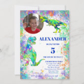 Invitation Fête d'anniversaire de dinosaure coloré (Devant)