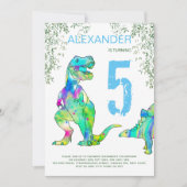 Invitation Fête d'anniversaire de dinosaure coloré (Devant)