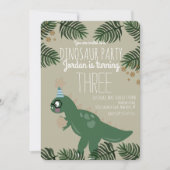 Invitation Fête d'anniversaire de dinosaure cool Confetti pai (Devant)