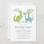 Invitation Fête d'anniversaire de dinosaure mignon (Devant)