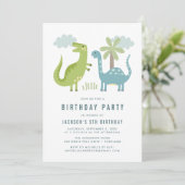 Invitation Fête d'anniversaire de dinosaure mignon (Debout devant)