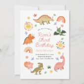Invitation Fête d'anniversaire de dinosaure mignon (Devant)