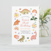 Invitation Fête d'anniversaire de dinosaure mignon (Debout devant)