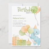 Invitation Fête d'anniversaire de dinosaure mignon (Devant)