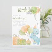 Invitation Fête d'anniversaire de dinosaure mignon (Debout devant)