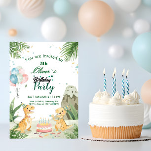 Invitation Fête d'anniversaire de dinosaure pour enfants à l'