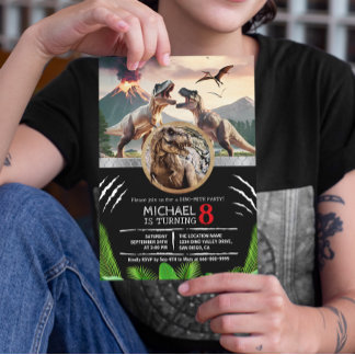 Invitation Fête d'anniversaire de dinosaure préhistorique T-r