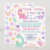 Invitation Fête d'anniversaire de dinosaure Stomp Chomp Et Ru (Devant / Derrière)