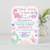 Invitation Fête d'anniversaire de dinosaure Stomp Chomp Et Ru (Debout devant)