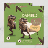 Invitation Fête d'anniversaire de dinosaure T-Rex (Devant / Derrière)