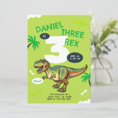Invitation Fête d'anniversaire de dinosaure T-Rex (Debout devant)
