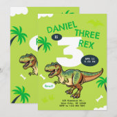 Invitation Fête d'anniversaire de dinosaure T-Rex (Devant / Derrière)