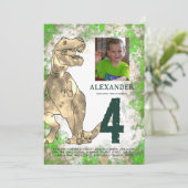 Invitation Fête d'anniversaire de dinosaure T-Rex (Debout devant)