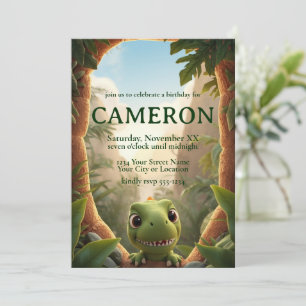 Invitation Fête d'anniversaire de dinosaure T-Rex bébé mignon