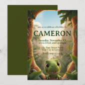 Invitation Fête d'anniversaire de dinosaure T-Rex bébé mignon (Devant / Derrière)