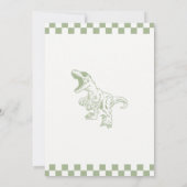 Invitation Fête d'anniversaire de dinosaure T Rex vert rétro  (Dos)