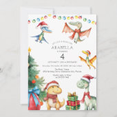 Invitation Fête d'anniversaire de dinosaures pour enfants (Devant)