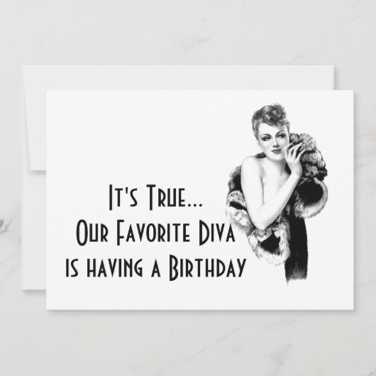 Invitation Fête d'anniversaire de diva rétro femme (Devant)