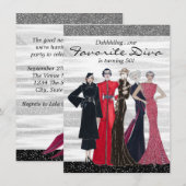 Invitation Fête d'anniversaire de diva vintage (Devant / Derrière)