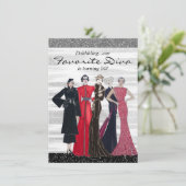 Invitation Fête d'anniversaire de diva vintage (Debout devant)