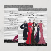 Invitation Fête d'anniversaire de diva vintage (Devant / Derrière)