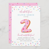 Invitation Fête d'anniversaire de Donut | Deux (Devant / Derrière)