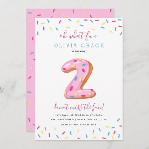 Invitation Fête d'anniversaire de Donut   Deux