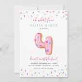 Invitation Fête d'anniversaire de Donut | Quatre (Devant)