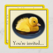 Invitation Fête d'anniversaire de Duck Chick (Devant / Derrière)