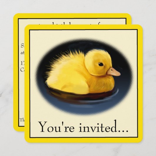 Invitation Fête d'anniversaire de Duck Chick (Devant / Derrière)