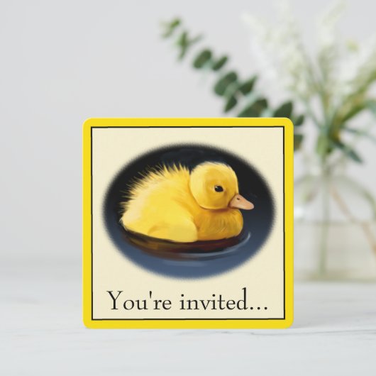 Invitation Fête d'anniversaire de Duck Chick (Debout devant)