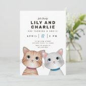 Invitation Fête d'anniversaire de duo de frères et sœurs avec (Debout devant)