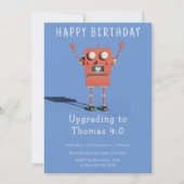 Invitation Fête d'anniversaire de enfants robot 3D rouge (Devant)