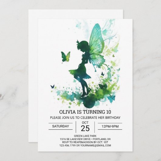 Invitation Fête d'anniversaire de Fairycore Princess Editable (Devant / Derrière)